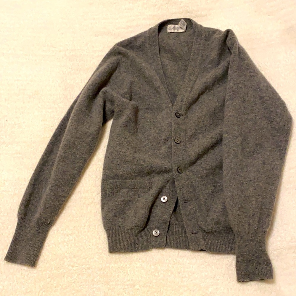 Vintage Grey 100% Lambswool Cardigan